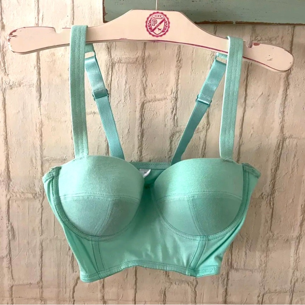 Wet Seal Mint Green Vtg Crop Bralette Padded Sz 34C NEW